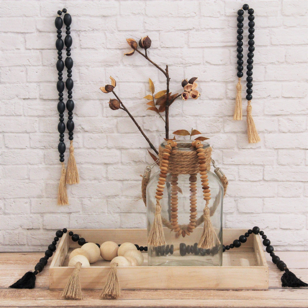 Akaida Dark Blue Wooden Bead Tassel Decor