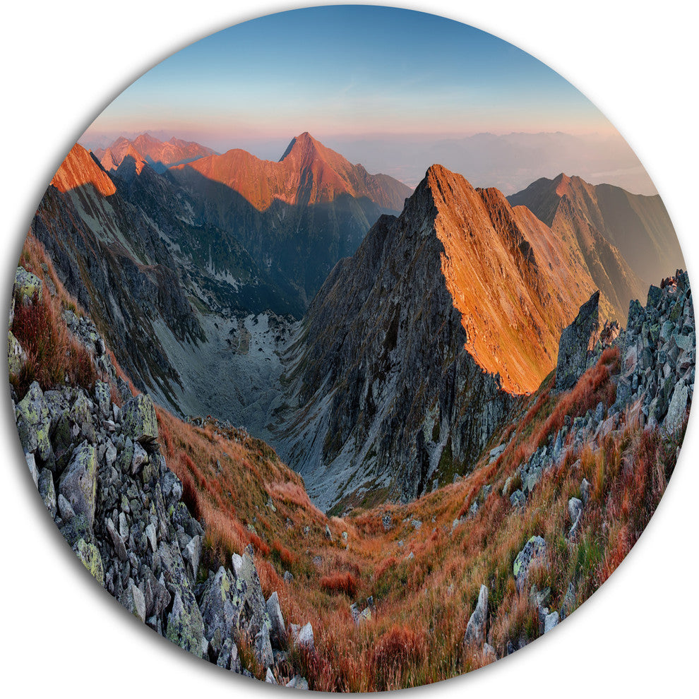 Rocky Slovakia Mountains, Landscape Disc Metal Wall Art, 11"