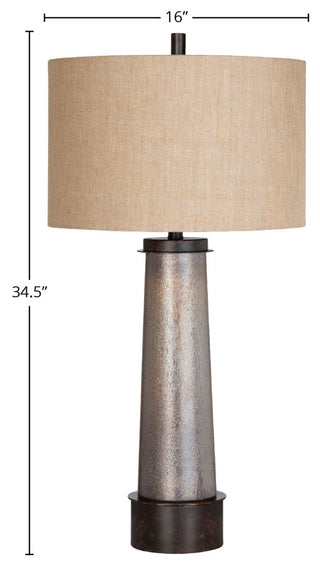 Rhodes 35" Table Lamp With Burlap Drum Shade, Bronze