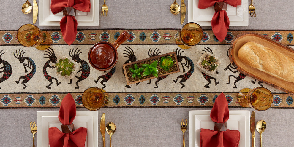 Kokopelli Tapestry Table Runner 13X72