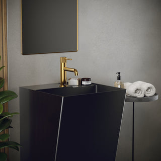 Karran Cinox Stainless Steel Rectangular Pedestal Sink, Gunmetal Grey