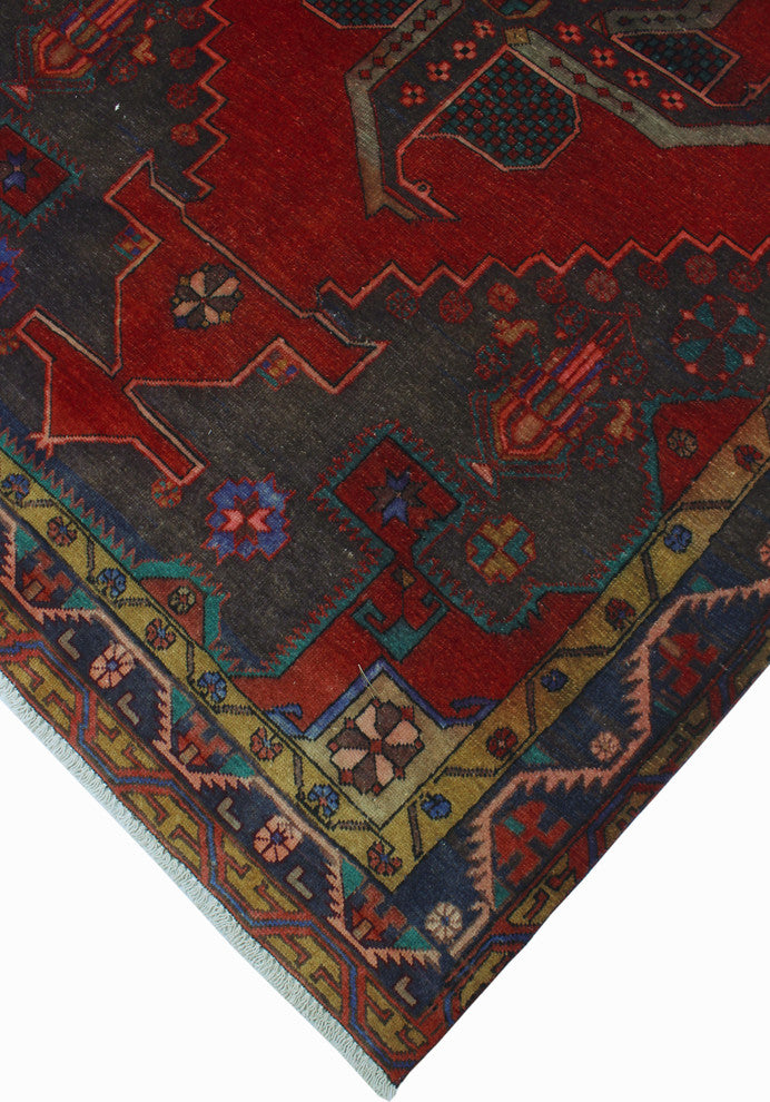 Vintage Distressed Darell Red Runner, 4'7x10'11