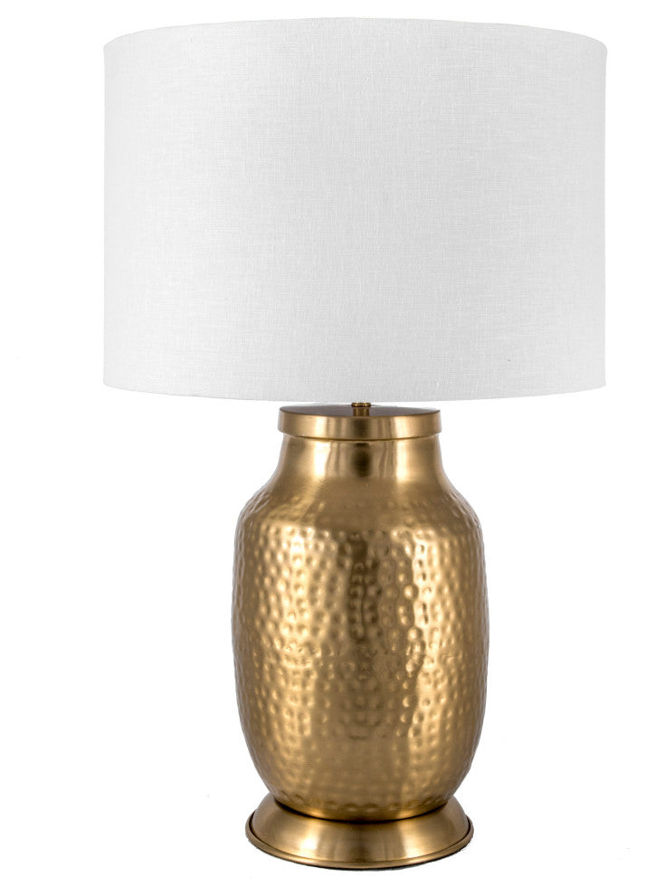 Nuloom Hammered Iron Cotton Shade Brass Finish 3-Way Switch Table Lamp, 23"
