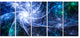 Blue Fractal Star Pattern, Abstract Canvas Art Print, 60"x28", 5 Panels