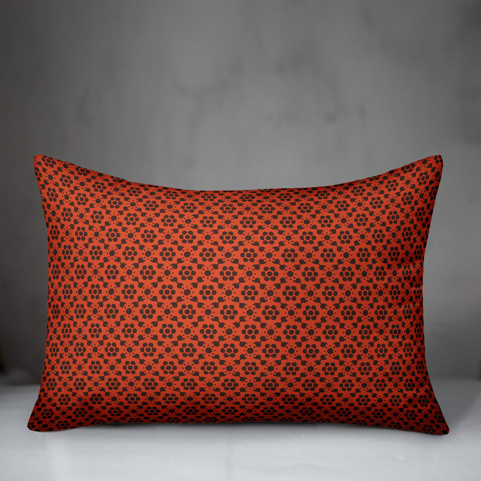 Red Floral Pattern Throw Pillow