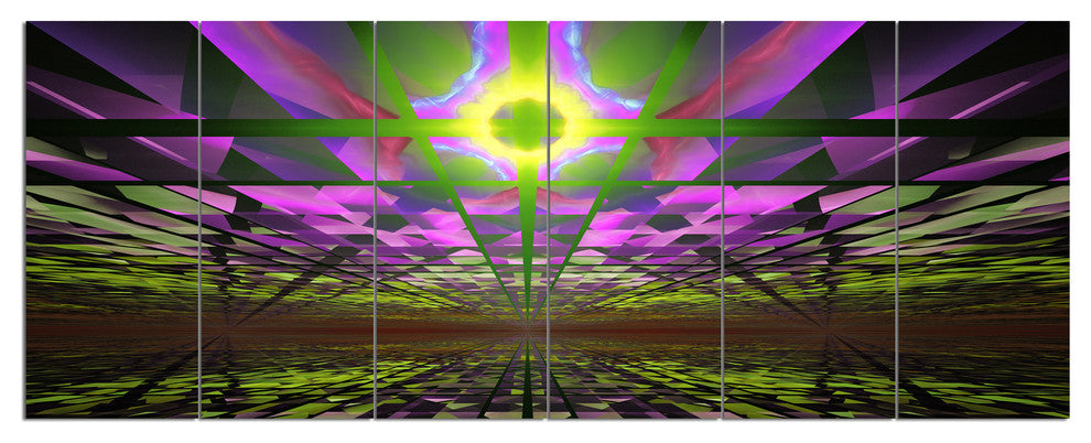 Fractal Cosmic Apocalypse, Abstract Art on Canvas, 70"x28", 6 Panels