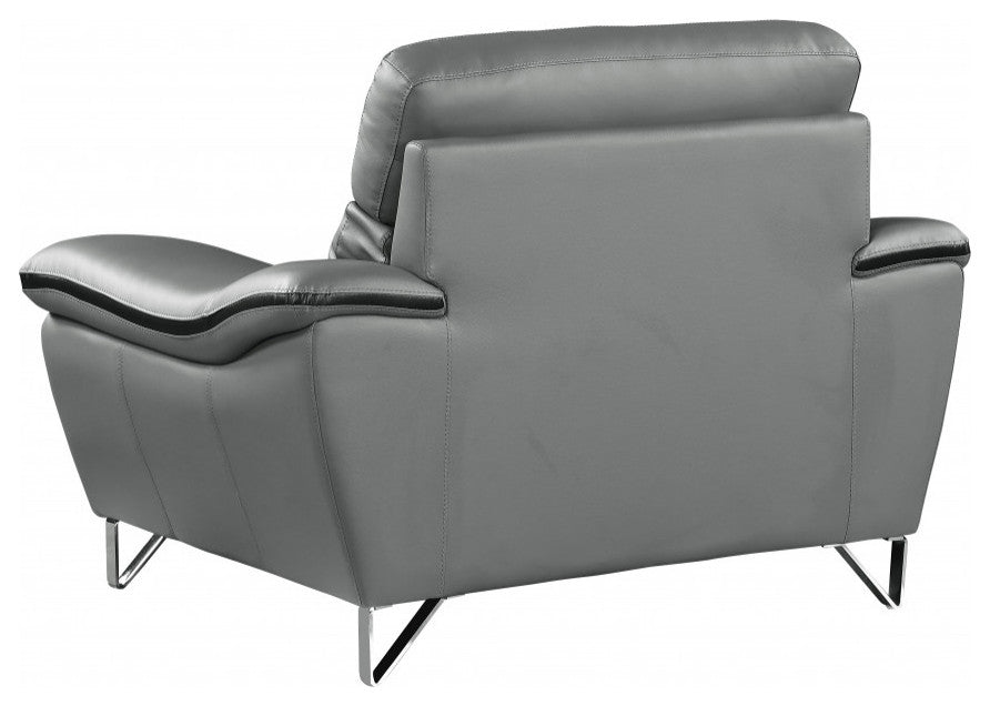 108" Charming Gray Leather Sofa Set