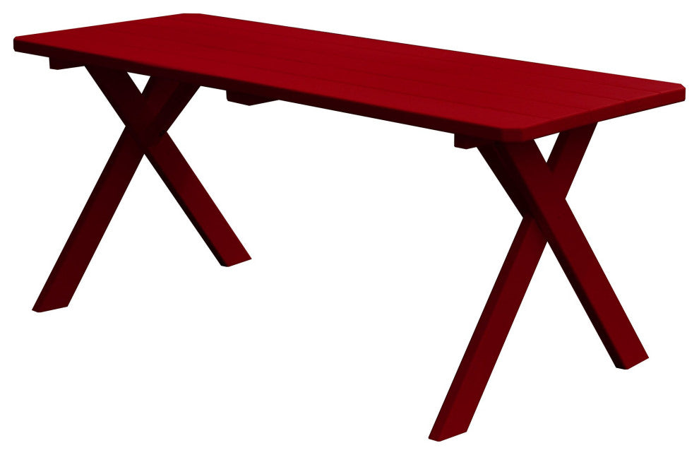 Pine 5' Cross-Leg Table, Tractor Red