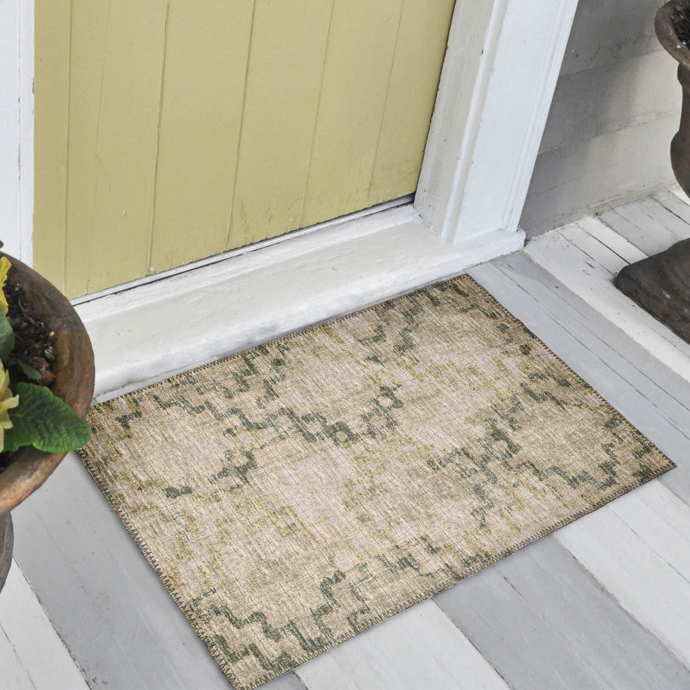 Indoor/Outdoor Sedona SN15 Moss Machine Washable 1'8" x 2'6" Rug
