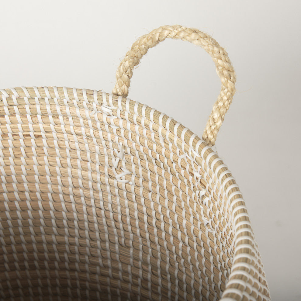 Kairi Set of 2 Seagrass Floor Baskets With Lids and Handles