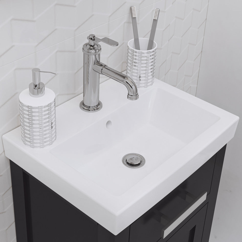 Mia 18 In. Integrated Ceramic Sink Top Vanity in Espresso with Single Faucet