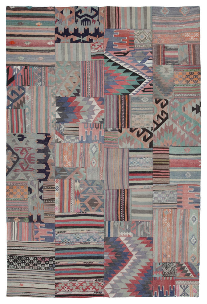 Rug N Carpet - Handmade Anatolian 6' 8'' x 9' 11'' Unique Patchwork Kilim Rug