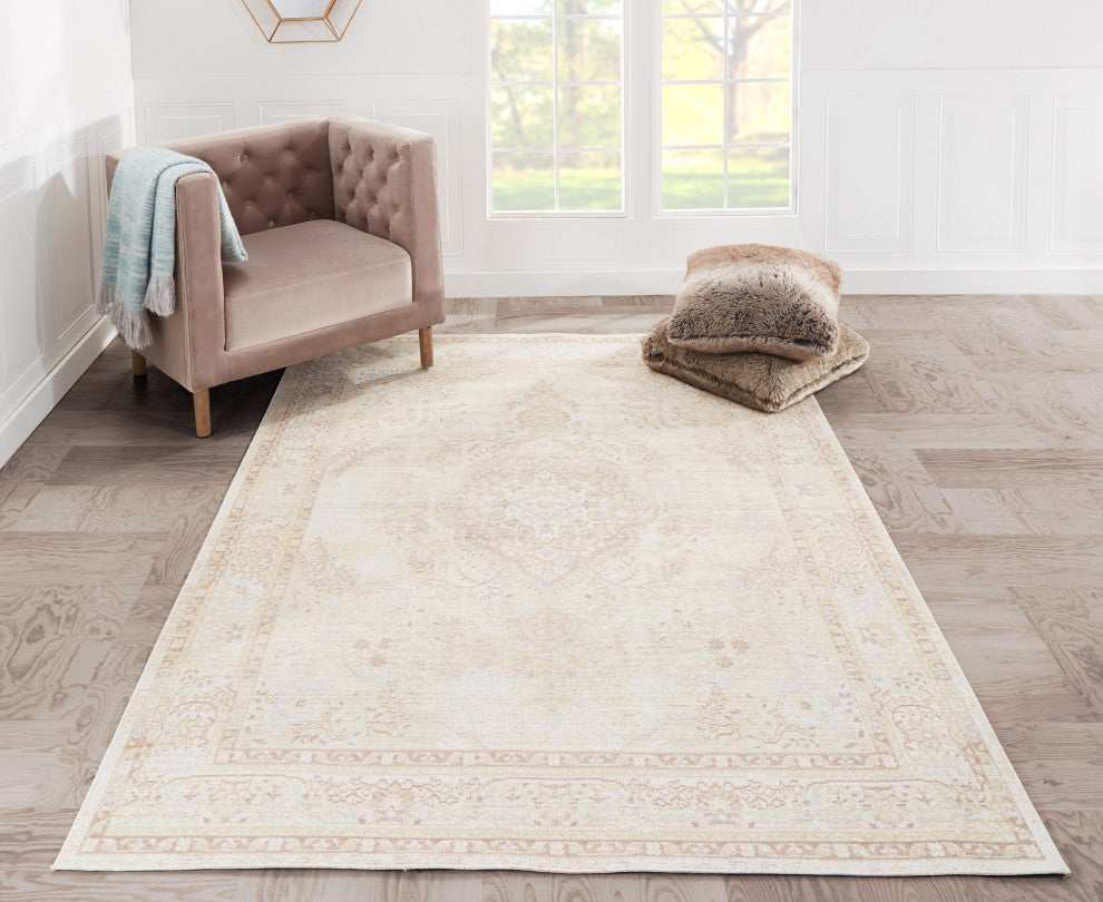 Isabella ISA-1 Machine Made Area Rug, Ivory, 5'3"x7'3"
