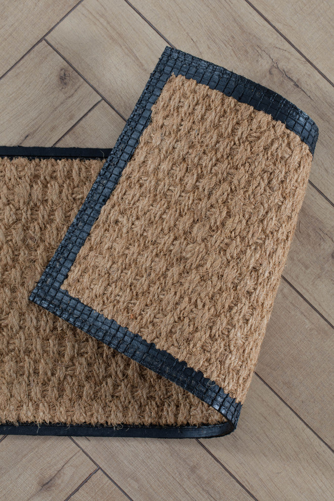 46.5"x14"x1.5" Natural/Recycled Rubber Boot Tray Tan Coir Insert