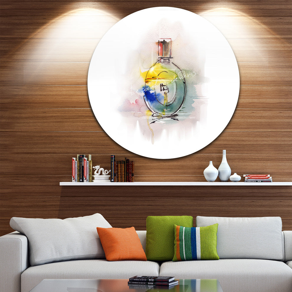 Perfume Bottle, Contemporary Disc Metal Wall Art, 23"