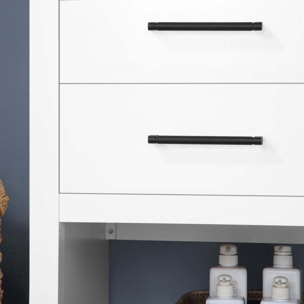 Ove Decors Rider 60" Double Sink Bathroom Vanity, White With Black Hardware