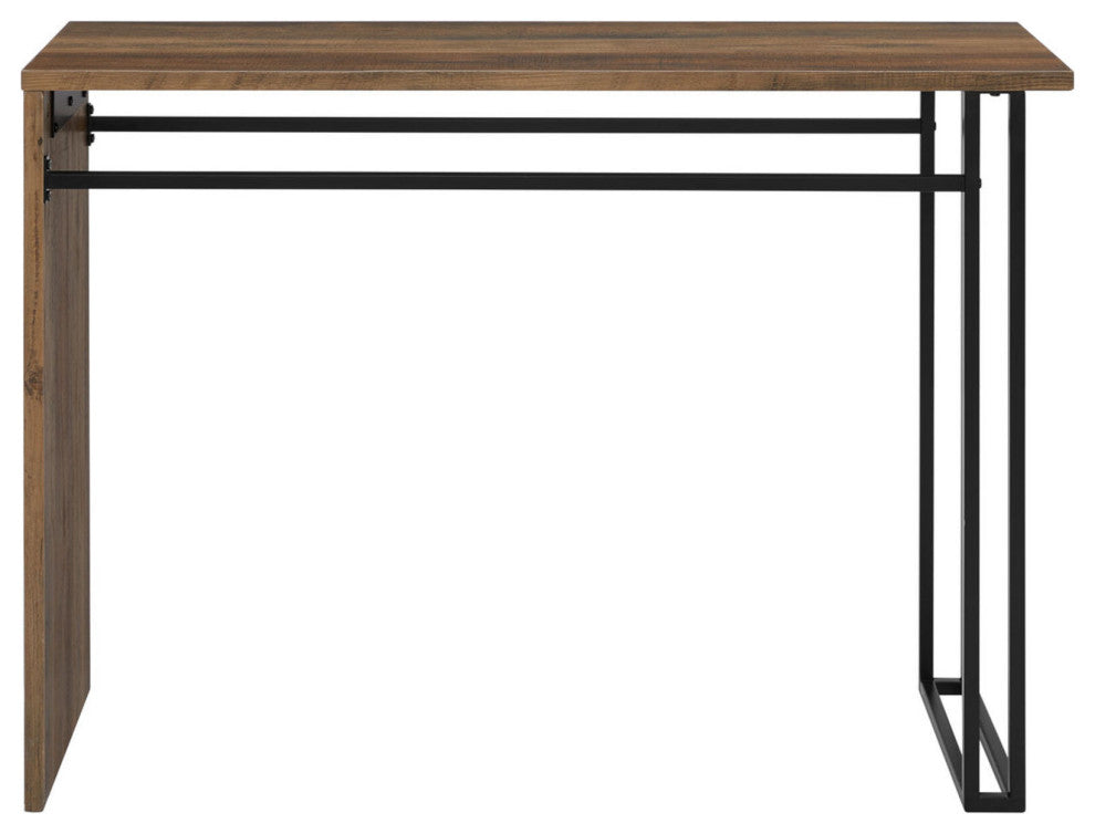 Contemporary Waterfall Metal and Wood Entry Table "“ Rustic Oak