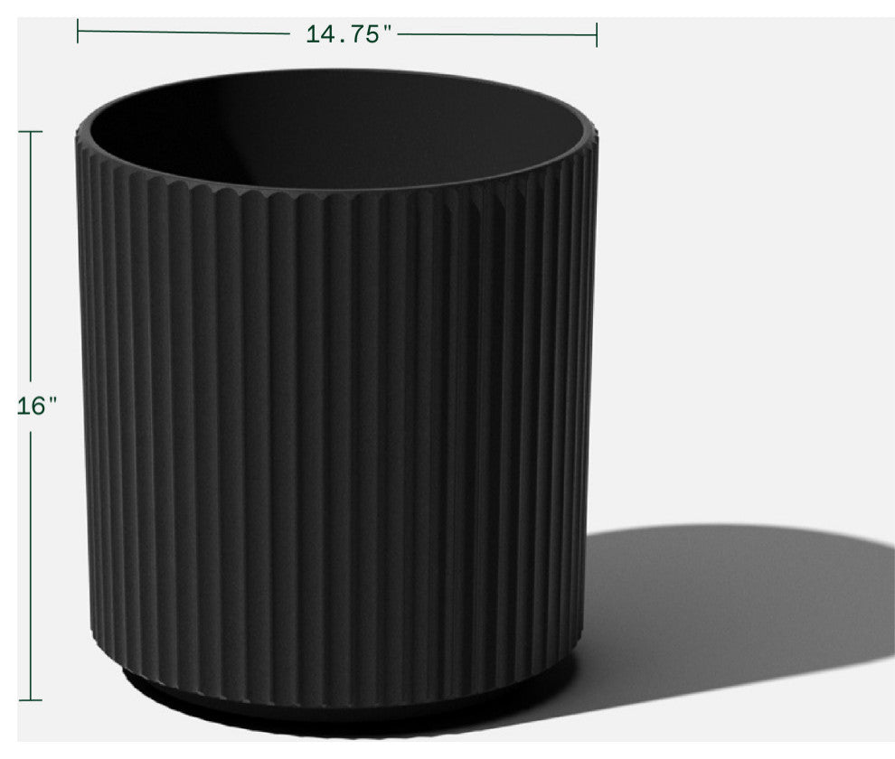 Veradek Demi Series Planter, Black, 16", 1 Pack