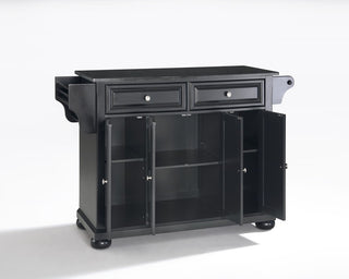 Alexandria Solid Black Granite Top Kitchen Island, Black