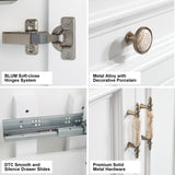 60 In Bathroom Vanity Set with 2Pcs 26 Inch Mirrors, Quartz Top, cUPC Certified, White