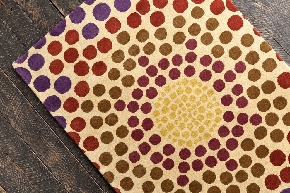 Allie Geometric Circles Contemporary Area Rug, 5''x7''6"