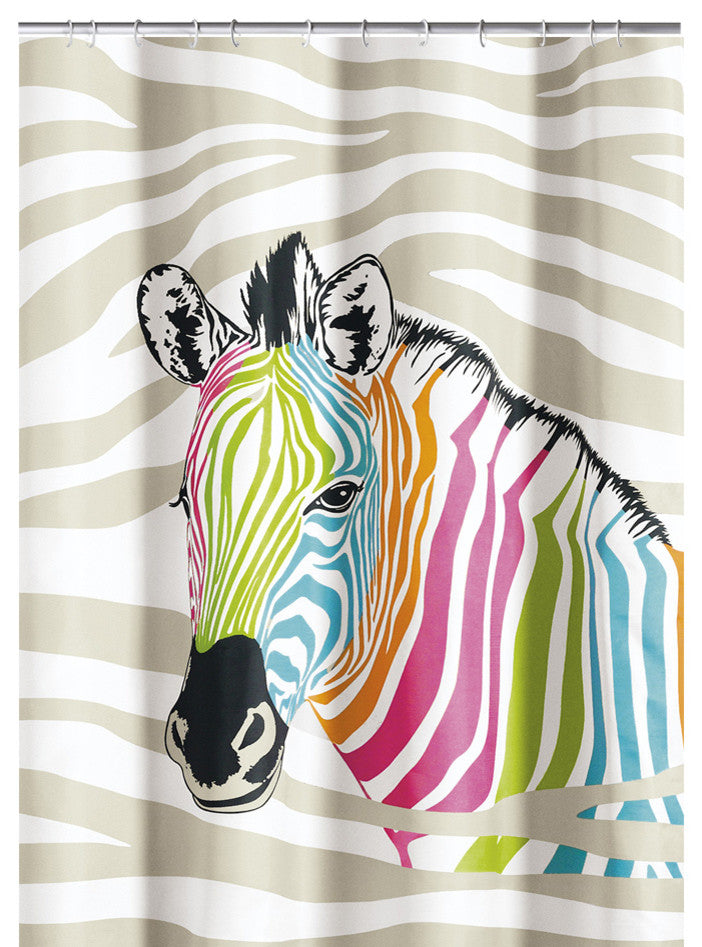 Modern Fabric Shower Curtain, Zebra