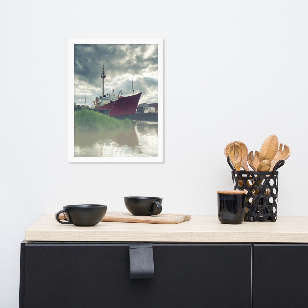 Foggy River Coastal Landscape Framed Photo Paper Wall Art Prints, White, 12" X 16"