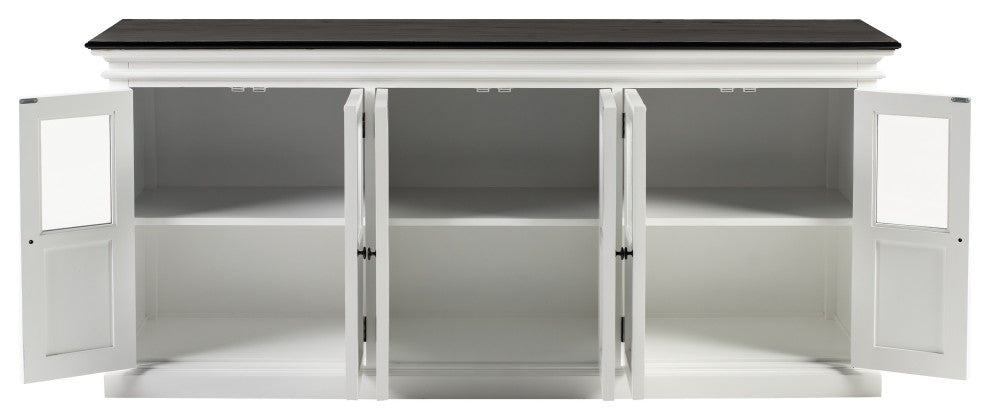 Classic White and Black Halifax Contrast Buffet with 6 Glass Doors