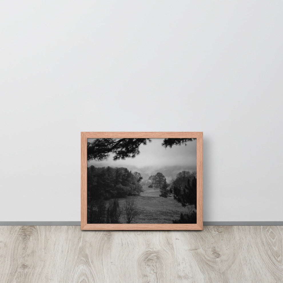 Mist of Valley Forge in Black and White Framed Photo Paper Wall Art Prints, Red Oak, 11" X 14"