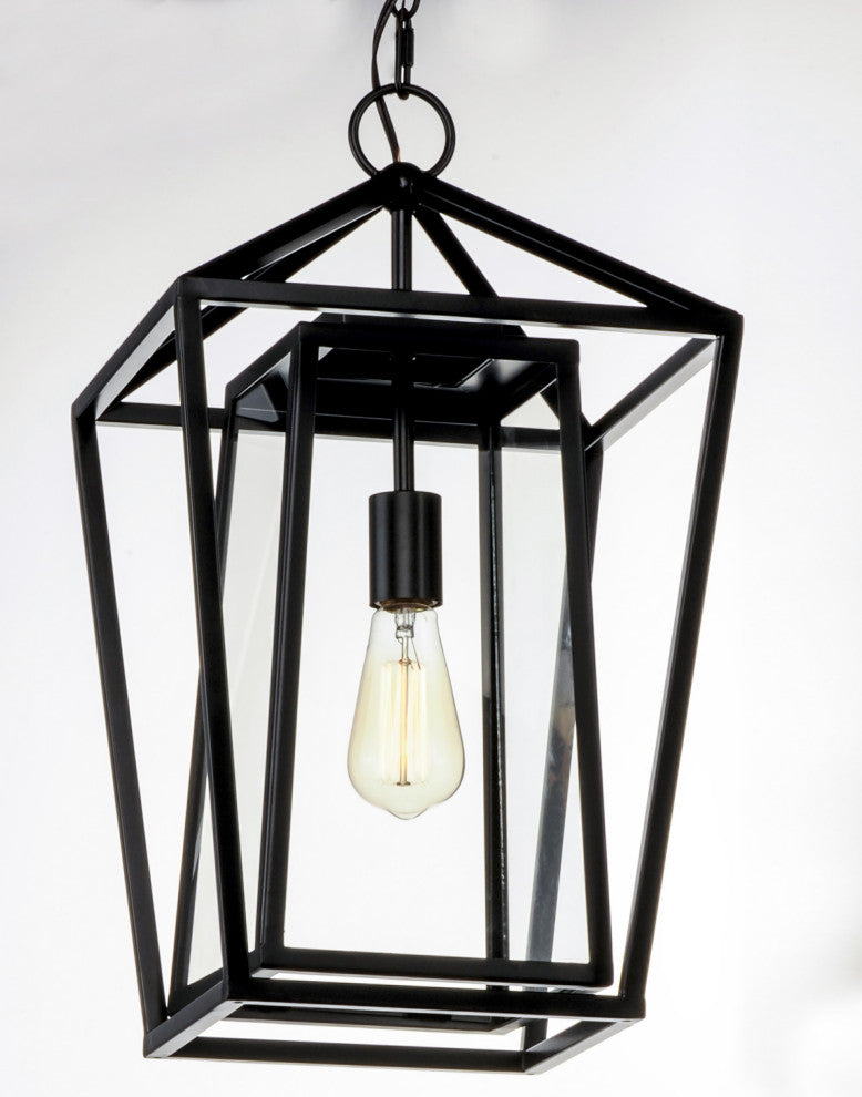 Maxim 3178 Artisan 1 Light 21" Tall Outdoor Pendant - Black / Clear Glass