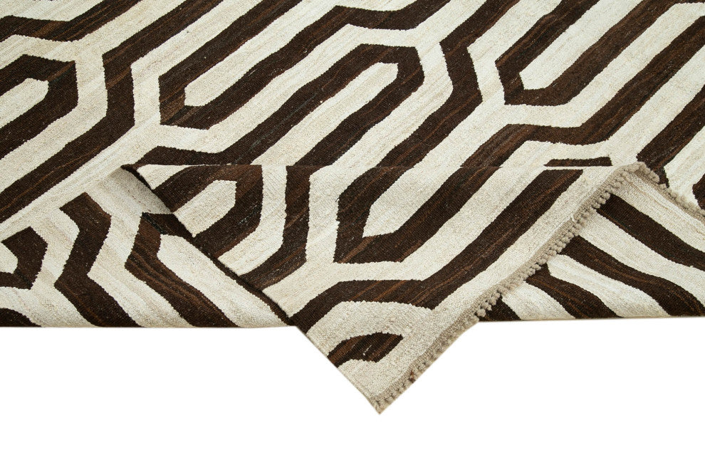 Rug N Carpet - Handmade Turkish 8' 0'' x 10' 2'' Modern Design Wool Kilim Rug