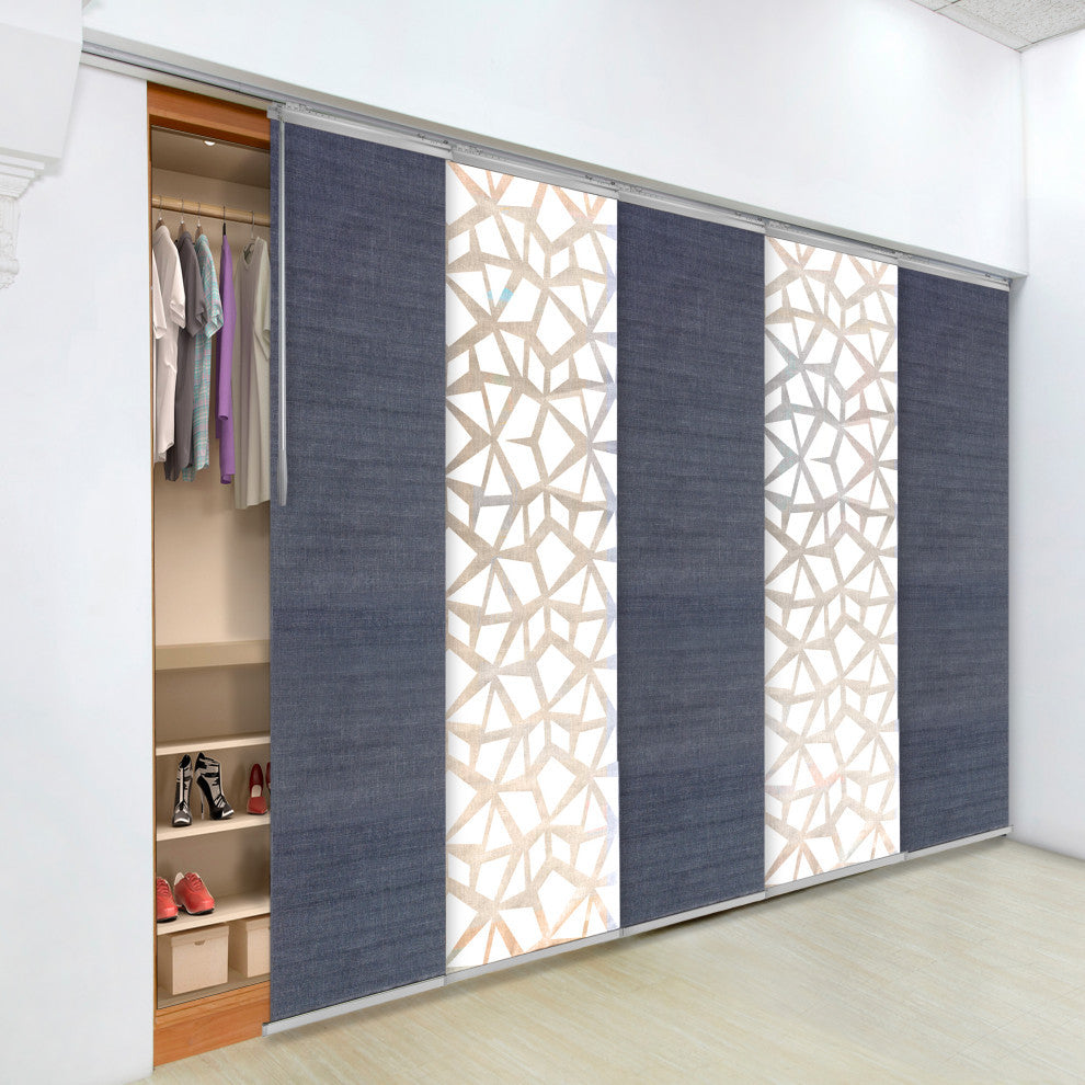 Scattered-Azure 5-Panel Track Extendable Vertical Blinds 94"Hx58-110"W