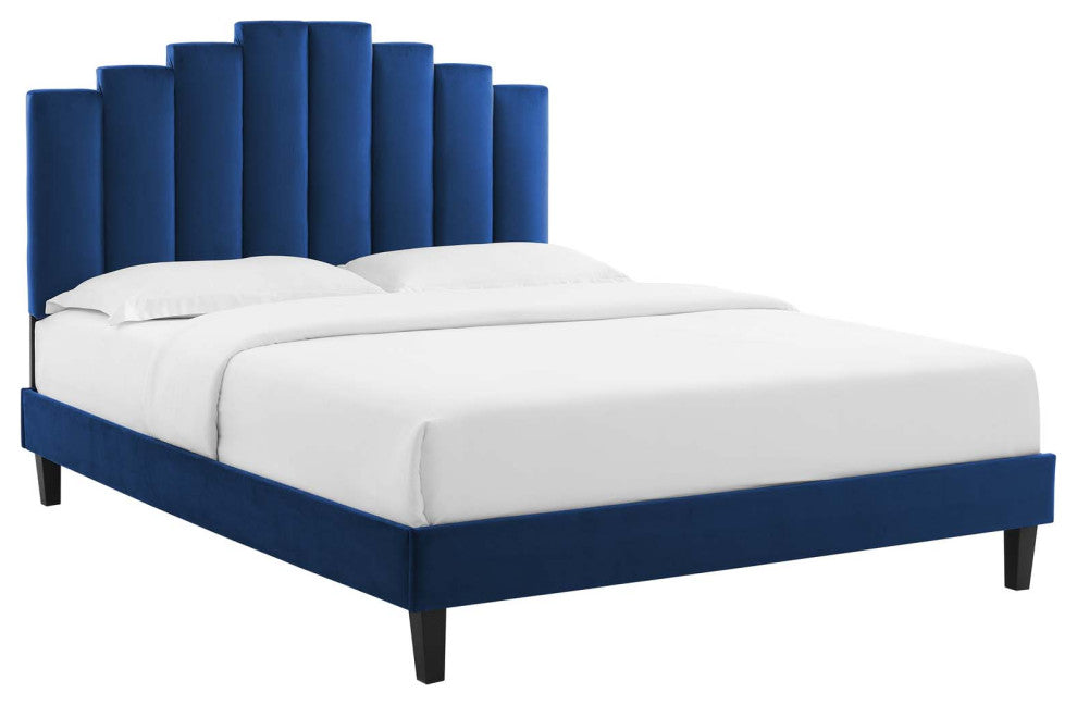 Elise Full Performance Velvet Platform Bed MOD-6877-NAV