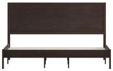 Asher Solid Wood Platform Bed with Wooden Slats and Headboard, Dark Brown, King
