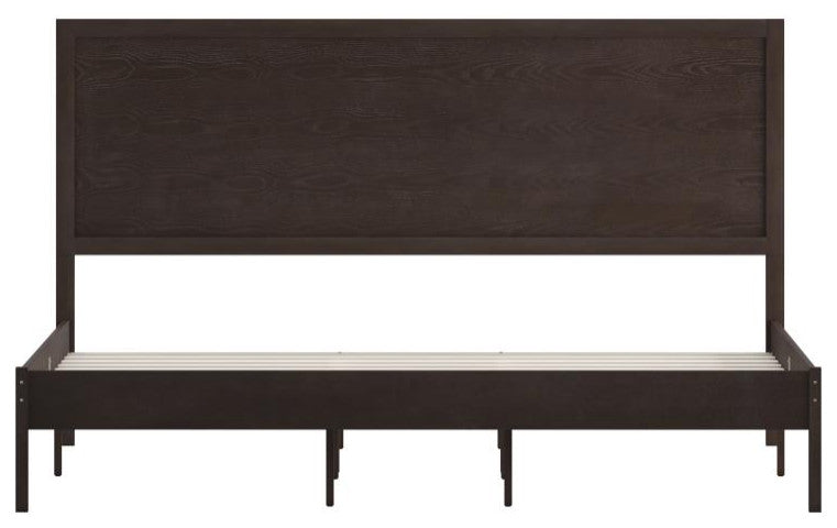Asher Solid Wood Platform Bed with Wooden Slats and Headboard, Dark Brown, King