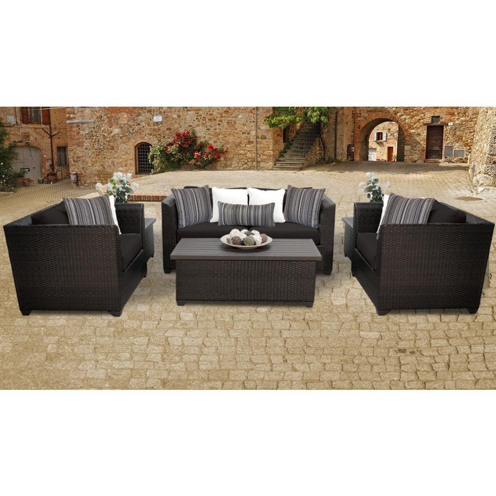 Barbados 7 Piece Outdoor Wicker Patio Furniture Set 07d Black