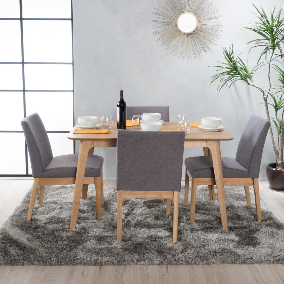 GDF Studio Elsinore Mid-Century Modern 5 Piece Dining Set, Dark Gray