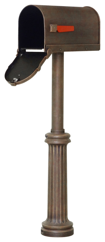 Savannah Curbside Mailbox With Bradford Direct Burial Mailbox Post, Copper