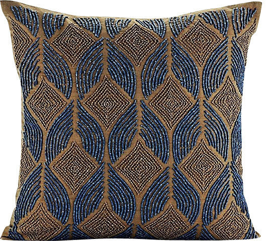 Blue Decorative Throw Pillow Covers 12"x12" Silk Cushion Cover - Moroccan Blue