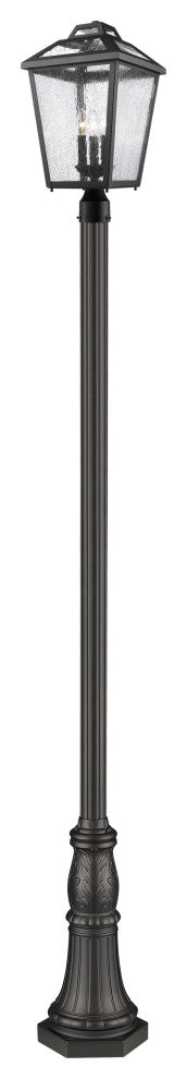 Zlite 539PHBR-518P-BK 3-Light Outdoor Post Mounted Fixture, Clear Seedy