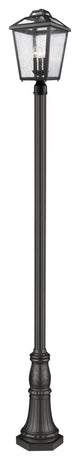 Zlite 539PHBR-518P-BK 3-Light Outdoor Post Mounted Fixture, Clear Seedy