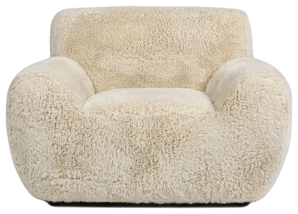 Summit 49" Faux Fur Sheepskin Overstuffed Arm Chair, Cream Beige