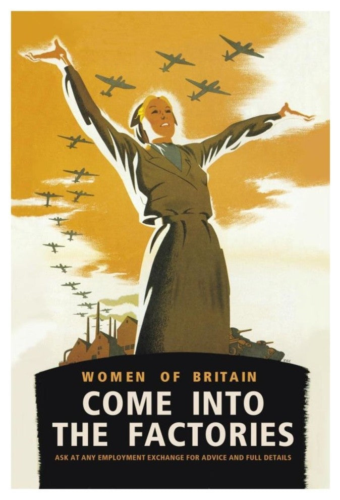 "Women of Britain, Come into the Factories" Paper Print by Brydone, 26"x38"