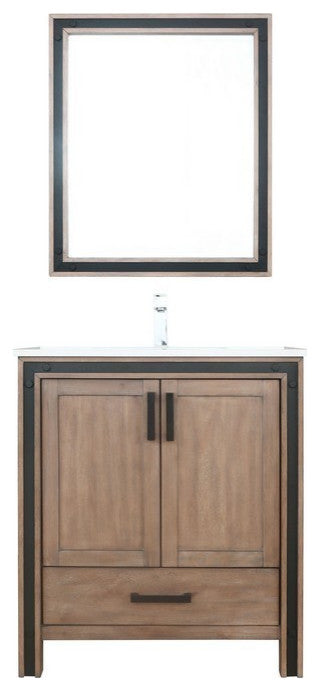 Ziva Transitional Rustic Barnwood 30" Single Vanity Set