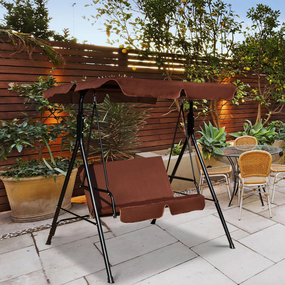 Costway Loveseat Patio Canopy Swing Glider Hammock Cushioned Steel Frame