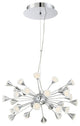 Esplo 12.75" 70.4W 32 LED Chandelier, Chrome, Frosted Glass