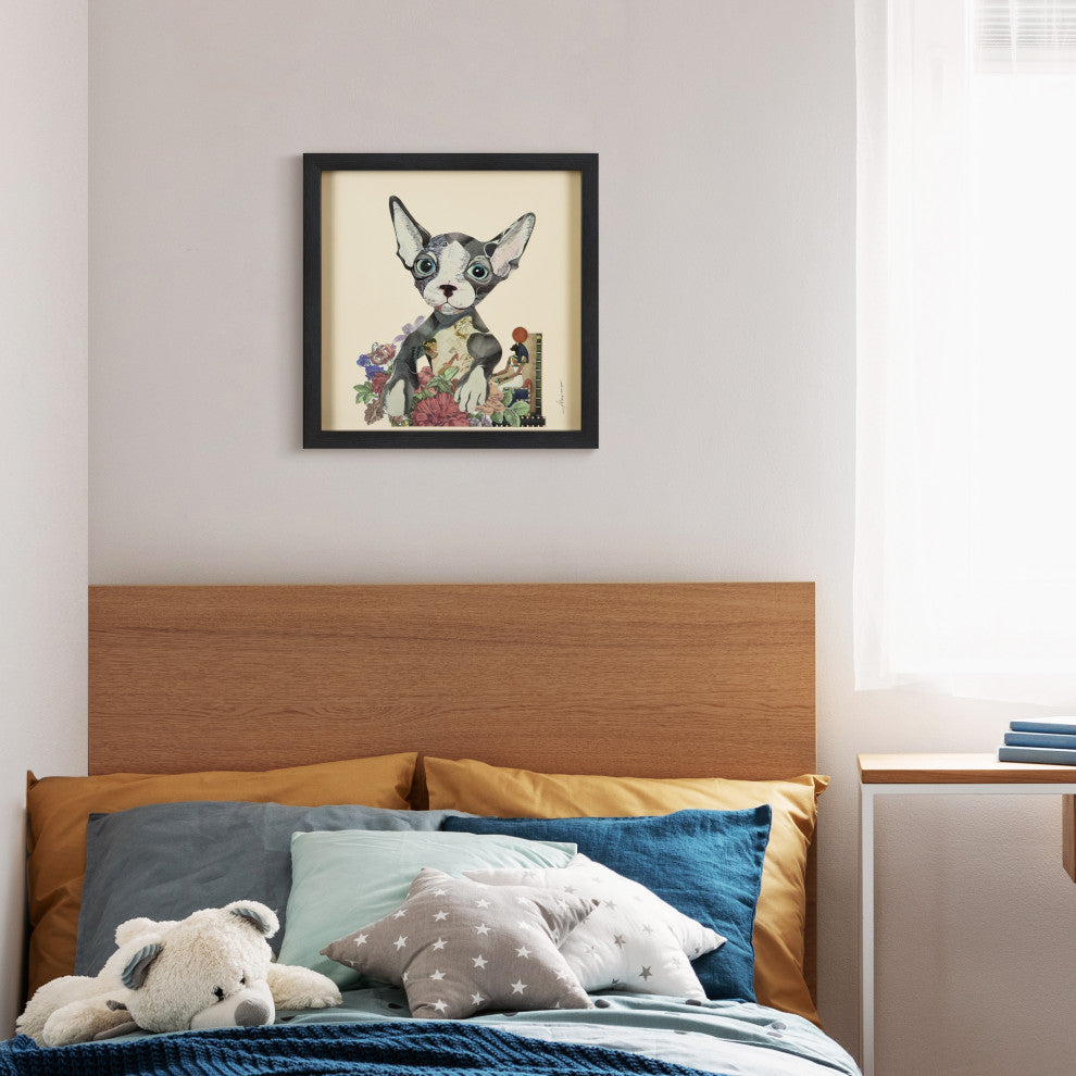 Cats Set Dimensional Collage Wall Art Framed Under Glass, Set of 4