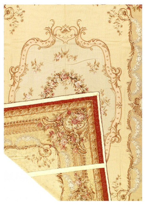 Beige Fine Hand Knotted Abusson Rug 8'11'' X 12'1''