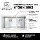 36" Double Bowl Kitchen Sink with Singer Faucet,Polished Chrome