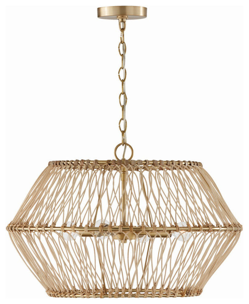 Wren Four Light Pendant, Matte Brass